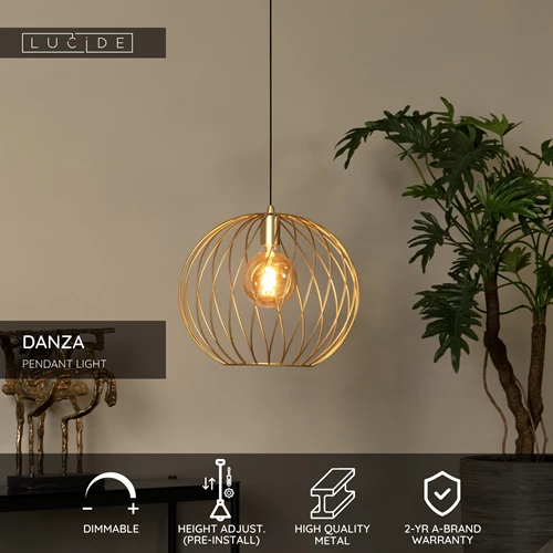Lucide DANZA - Pendant light - Ø 40 cm - 1xE27 - Matt Gold / Brass - USP